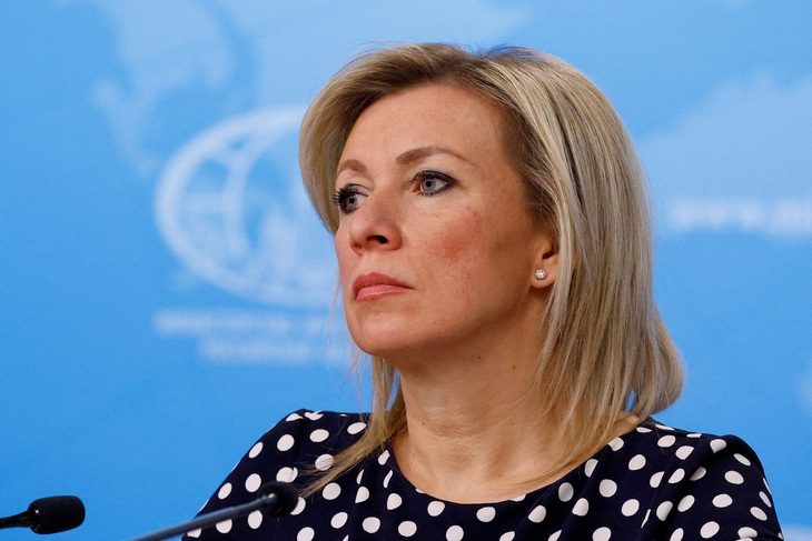 Người phát ngôn Bộ Ngoại giao Nga Maria Zakharova phát biểu họp báo hồi tháng 1-2024 - Ảnh: REUTERS Người phát ngôn Bộ Ngoại giao Nga Maria Zakharova phát biểu họp báo hồi tháng 1-2024 - Ảnh: REUTERS